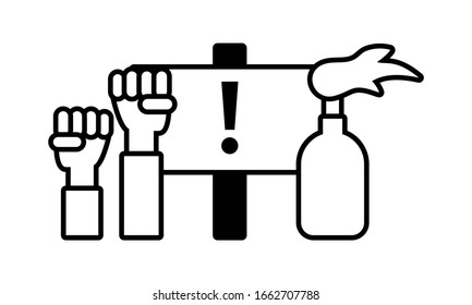 puño cerrado en protesta por el diseño de ilustraciones vectoriales de fondo blanco