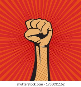 clenched fist held in protest vector illustration.