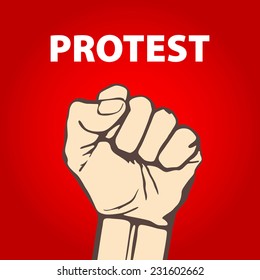 clenched fist held in protest vector illustration. art freedom