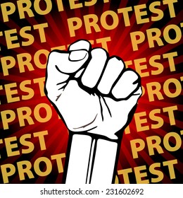 clenched fist held in protest vector illustration. art freedom