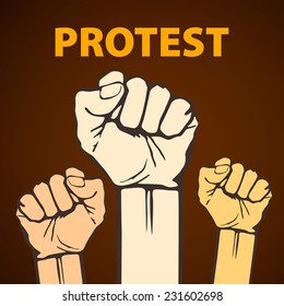 clenched fist held in protest vector illustration. art freedom
