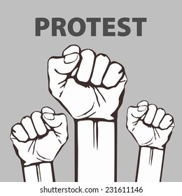 clenched fist held in protest vector illustration. art freedom