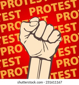 clenched fist held in protest vector illustration. art freedom