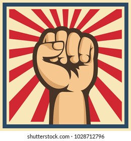 A clenched fist held raised in the air, poster style vector