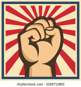 A clenched fist held raised in the air, poster style vector