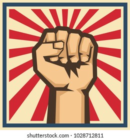 A clenched fist held raised in the air, poster style vector