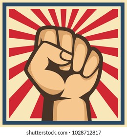 A clenched fist held raised in the air, poster style vector