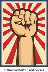 A clenched fist held raised in the air, poster style vector