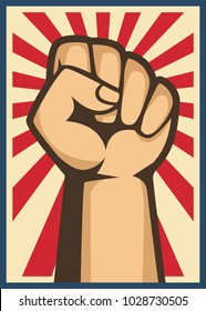 A clenched fist held raised in the air, poster style vector