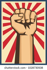 A clenched fist held raised in the air, poster style vector