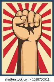 A clenched fist held raised in the air, poster style vector
