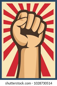 A clenched fist held raised in the air, poster style vector