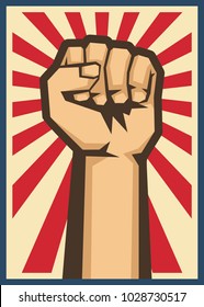 A clenched fist held raised in the air, poster style vector