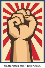 A clenched fist held raised in the air, poster style vector