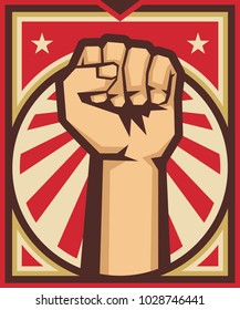 A clenched fist held raised in the air, poster style vector