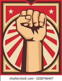 A clenched fist held raised in the air, poster style vector
