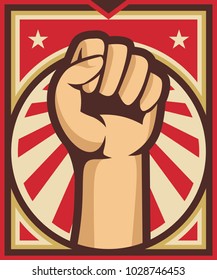 A clenched fist held raised in the air, poster style vector
