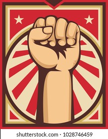 A clenched fist held raised in the air, poster style vector