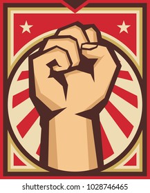 A clenched fist held raised in the air, poster style vector