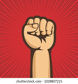 A clenched fist held raised in the air, poster style vector