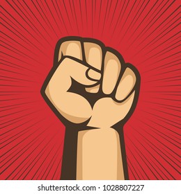 A clenched fist held raised in the air, poster style vector