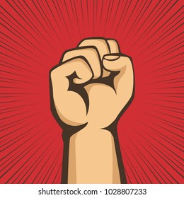 A clenched fist held raised in the air, poster style vector