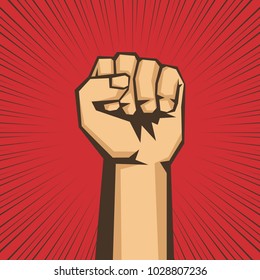 A clenched fist held raised in the air, poster style vector