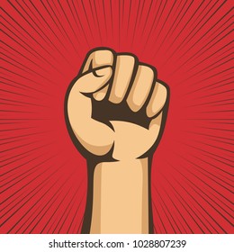 A clenched fist held raised in the air, poster style vector