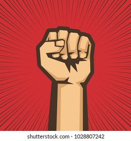 A clenched fist held raised in the air, poster style vector