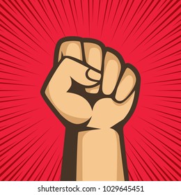 A clenched fist held raised in the air, poster style vector