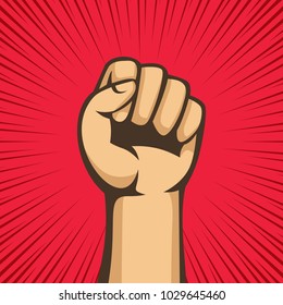 A clenched fist held raised in the air, poster style vector