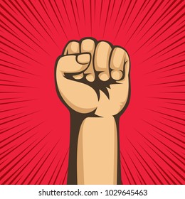 A Clenched Fist Held Raised In The Air, Poster Style Vector