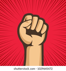 A clenched fist held raised in the air, poster style vector