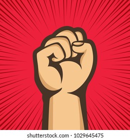 A clenched fist held raised in the air, poster style vector