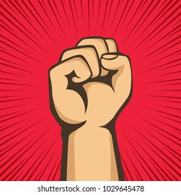 A clenched fist held raised in the air, poster style vector