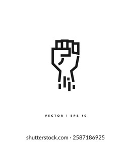 Clenched Fist Icon. Editable Stroke