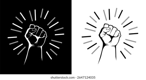 ilustração de punho cerrado - símbolo da vitória, força, poder e solidariedade ícone vetor plano para aplicativos e sites fundo branco isolado	
