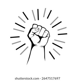 ilustração de punho cerrado - símbolo da vitória, força, poder e solidariedade ícone vetor plano para aplicativos e sites fundo branco isolado	