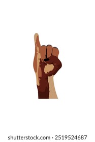 clenched fist with little finger open symbol of the letter "I"