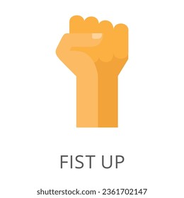 Clenched fist of man flat vector icon. Cartoon drawing or illustration of symbol for protest or revolution on white background. Demonstration, freedom, human rights concept