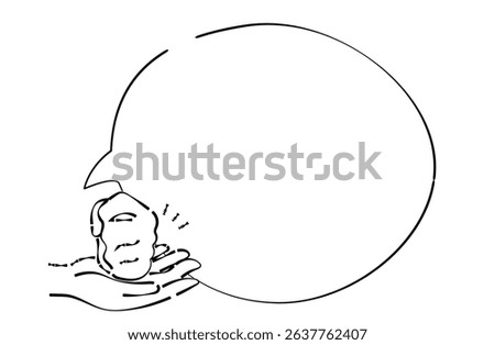 clenched fist on open hand with speech balloon illustration