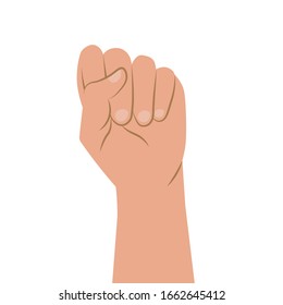 Clenched fist on a white background, flat style, fist uphill vector, illustration