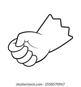 Clenched Fist Outline Vector Illustration. This vector illustration shows a clenched fist in a cartoonish style, drawn with bold, clean lines.