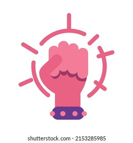 Clenched Fist For Protest And Demonstration Semi Flat Color Vector Object. Full Sized Item On White. Fighting Injustice. Simple Cartoon Style Illustration For Web Graphic Design And Animation