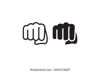Clenched fist punch icon black outline Vector