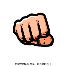 Clenched fist punching from front. Vector illustration