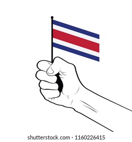 Clenched fist raised in the air holding the national flag of Costa Rica