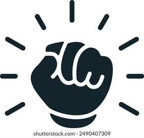 Clenched fist showing strength, power, and determination icon