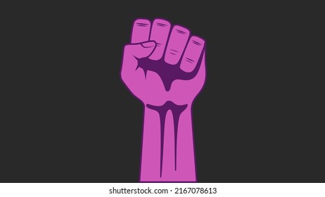 A Clenched Fist Is A Symbol Of Protest And Struggle For Rights Isolated On A Black Background