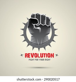 clenched fist. vector fist icon. revolution fist. freedom concept. collar with spikes